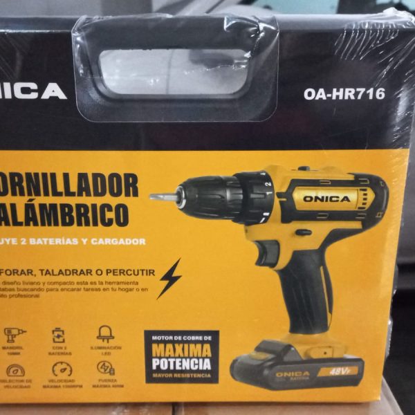 TALADRO ATORNILLADOR INALAMBRICO ONICA CON 2 BATERIAS