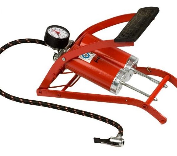 Inflador De Pie Con Manometro Moto Bici Pelota Doble Piston bn1780