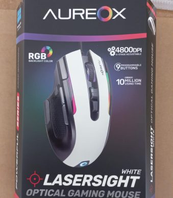 mouse gamer premium aureox m400 laseright 4800 dpi 9 botones blanco