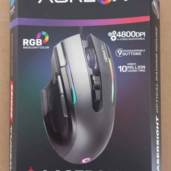 mouse gamer premium aureox m400 laseright 4800 dpi 9 botones