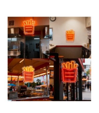 CARTEL NEON LED 688 PAPAS FRITAS 30X42 Codigo: 2-569