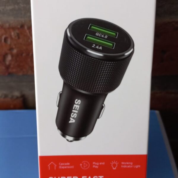 SM-FS447 CARGADADOR DOBLE USB PARA AUTO CARGA RAPIDA 30W