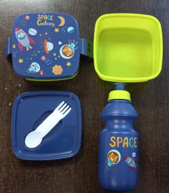 LUNCHERA SET DE VIANDA INFANTIL CON BOTELLA SPACE GALAXY