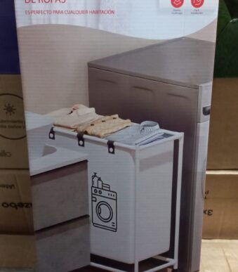 CANASTO CESTO ORGANIZADOR ROPA SUCIA COUN RUEDITAS GN-0149