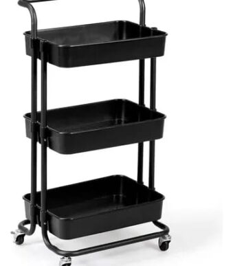 CARRITO PLASTICO 3 ESTANTES NEGRO - 41 X 28 X 86 CM - CD27654B