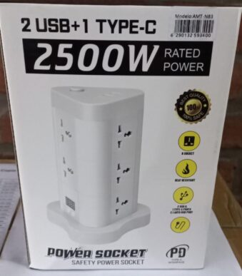AMT-N83 - ZAPATILLA TIPO TORRE 3 NIVELES 1.9M (9 ENCHUFES /USB-A / USB-C)
