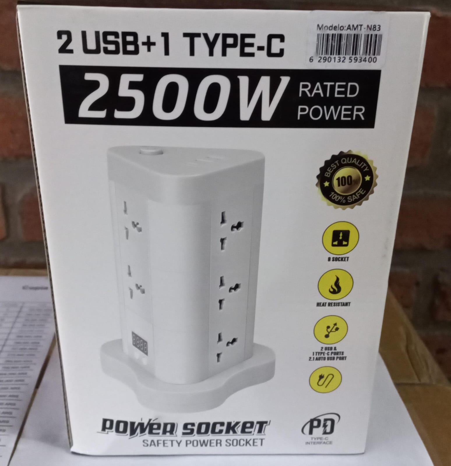 AMT-N83 - ZAPATILLA TIPO TORRE 3 NIVELES 1.9M (9 ENCHUFES /USB-A / USB-C) AMT-N83 - ZAPATILLA TIPO TORRE 3 NIVELES 1.9M (9 ENCHUFES /USB-A / USB-C)