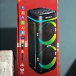 PARLANTE BT 12" X2 CON CONEXIÓN A 220V + 1 MICROFONO Y CONTROL REMOTO