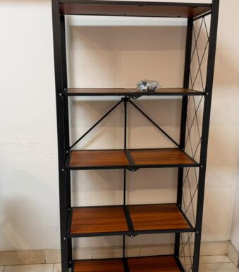 ESTANTERIA DE MADERA Y HIERRO PLEGABLE 73X34X126CM 5 NIVELES EA-363