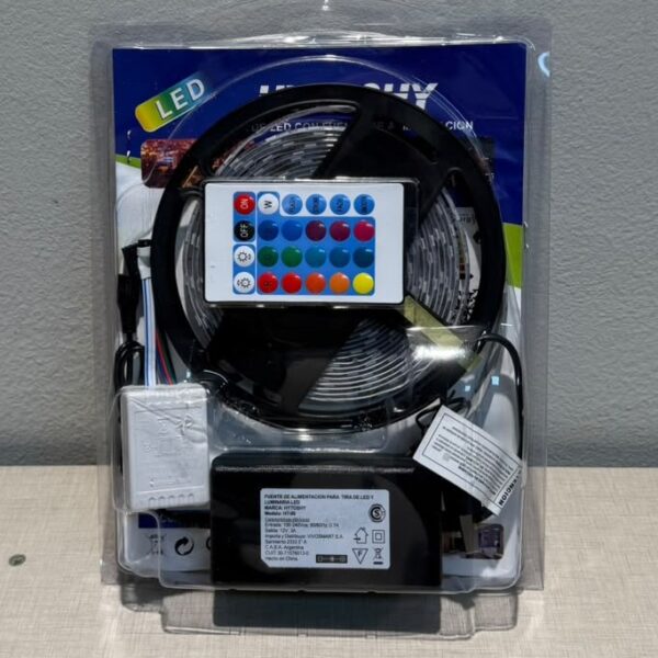 kit tira de led 5050 con cargador y controladora rgb