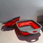 Colador Escurridor Plegable Silicona CuadradoX2 (verde/rojo)