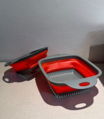 Colador Escurridor Plegable Silicona CuadradoX2 (verde/rojo)