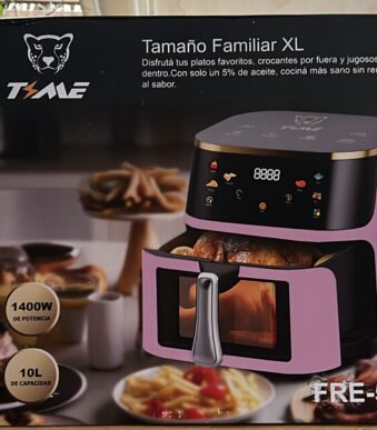 FREIDORA DE AIRE 10L ROSA Y PLATEADO TIME 5809