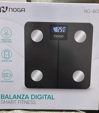 BALANZA DE BAÑO CON APLICACION Y BATERIA RECARGABLE NOGA NG-B01 NEGRA