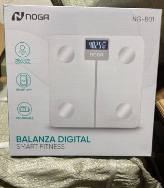 BALANZA DE BAÑO CON APLICACION Y BATERIA RECARGABLE NOGA NG-B01 NEGRA