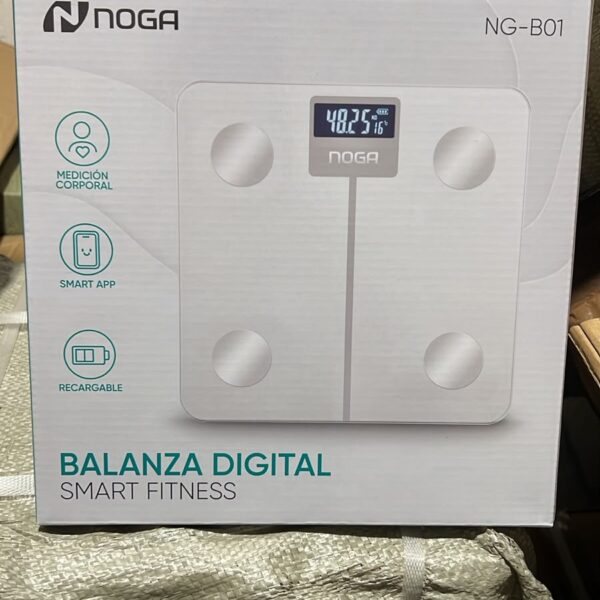 BALANZA DE BAÑO CON APLICACION Y BATERIA RECARGABLE NOGA NG-B01 NEGRA