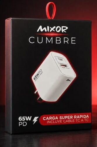 CARGADOR 220V 65W - CUMBRE - 1 USB + 1 TC + PD +CABLE TC - MIXOR