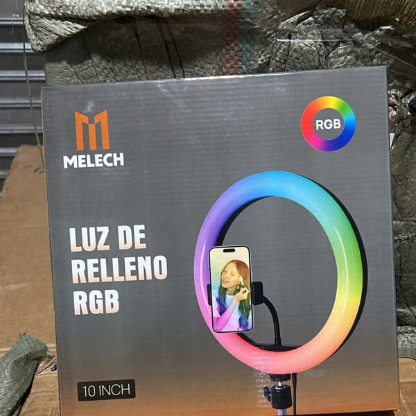 ARO DE LED RGB COLORES  26 CM CON TRIPODE 2M MELECH-466