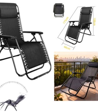 REPOSERA PLEGABLE ORYX 175 CM NEGRA/GRIS