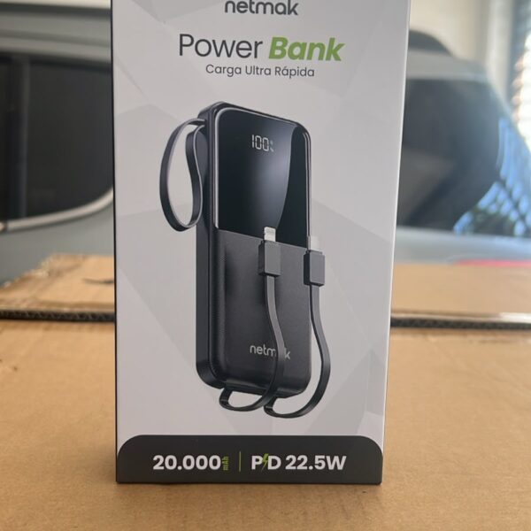 POWER BANK 10.000 MAH  CARGA RAPIDA NETMAK NM-PB14 CARGA INALAMBRICA