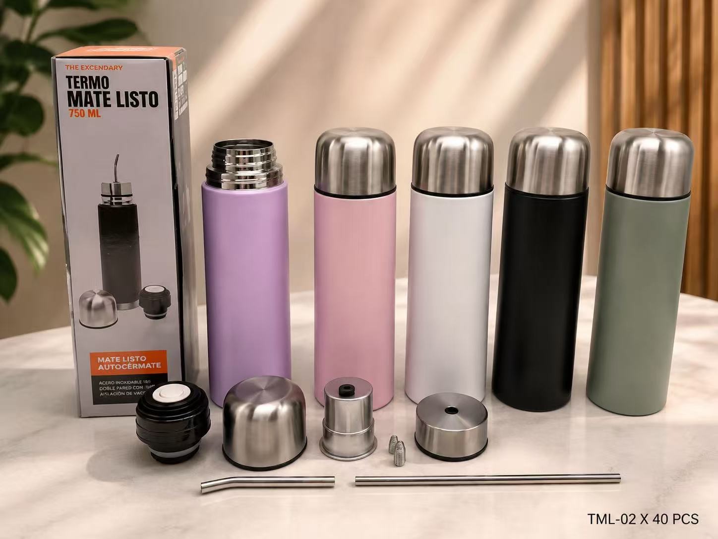 Termo de Mate 750ML con Bombilla Mate Listo Tml-02