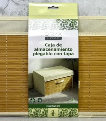 CAJA ORGANIZADORA PLEGABLE DE TELA Y BAMBU OR-STR04 45X30X25CM