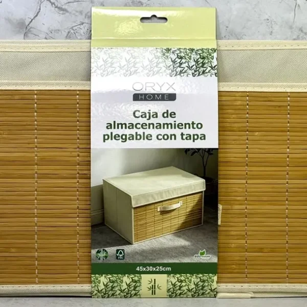 CAJA ORGANIZADORA PLEGABLE DE TELA Y BAMBU OR-STR04 45X30X25CM