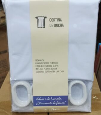 CORTINA DE BAÑO CON GANCHOS 180CM X 180CM