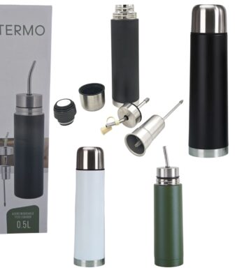 TERMO BALA MEDIO LITRO CON BOMBILLA AUTOSEVANTE METALICO - 500CC