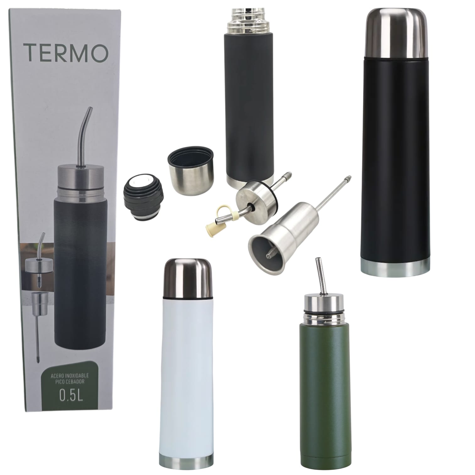 TERMO BALA MEDIO LITRO CON BOMBILLA AUTOSEVANTE METALICO - 500CC TERMO BALA MEDIO LITRO CON BOMBILLA AUTOSEVANTE METALICO - 500CC