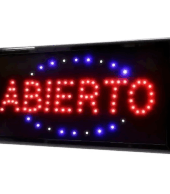 cartel led "abierto" 48x25cm
