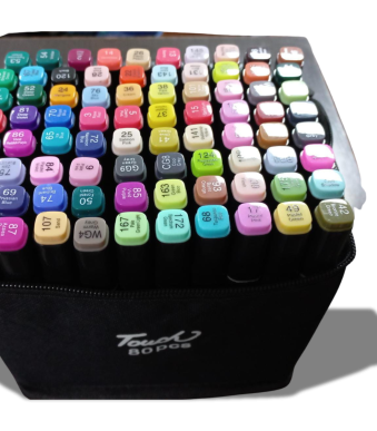 bolso con 80 marcadores doble punta