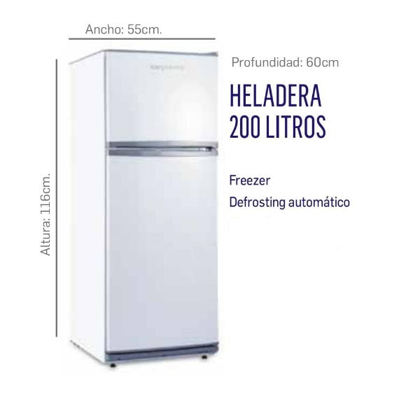 HELADERA OYRX 200 LITROS (SIN DESCUENTO)