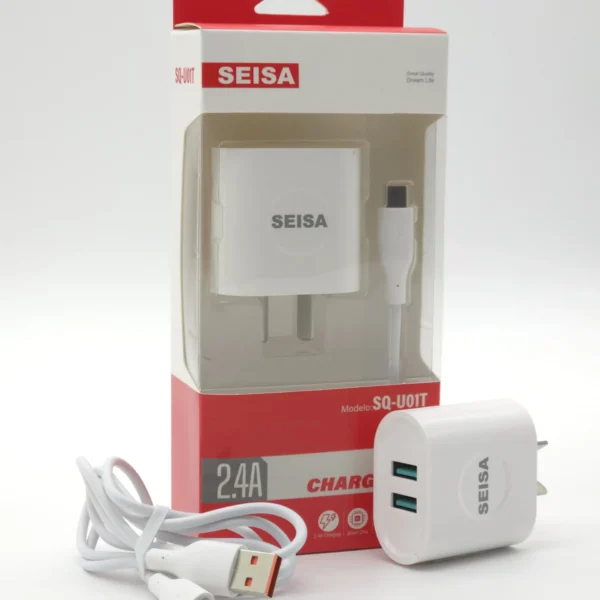 SQ-U01T CARGADOR 2,4A + 2 ENTRADAS USB Y CABLE TIPO C