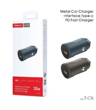 CARGADOR DE AUTO CON ENTRADA TIPO C TRANYCO 30W T-C26