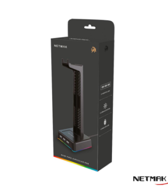 BASE CON LUCES RGB PARA APOYAR AURICULAR GAMER NETMAK NM-HS430