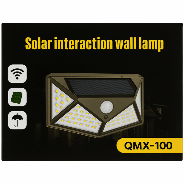 Lámpara Panel Solar Exteriores Sensor Led Recargable con pilon 18650 de exterior 100 leds