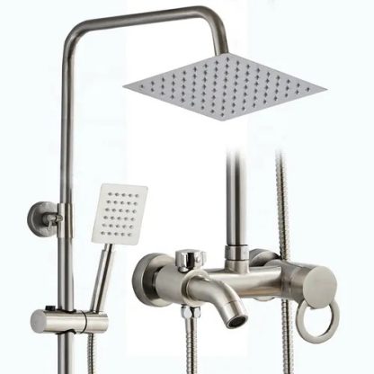 Set de ducha con duchador manual de diseño europeo y flor cuadrada grande BFA20501