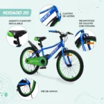 BICICLETA Q5 KIDS OVERTECH ACERO 20" NEGRA ROJA