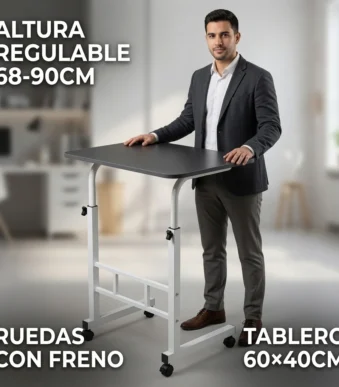 MESA ESCRITORIO AUXILIAR CON RUEDAS REGULABLE ALTURA - DL2327