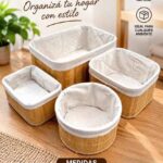 CAJA ORGANIZADORA PLEGABLE DE TELA Y BAMBU OR-STR04 45X30X25CM