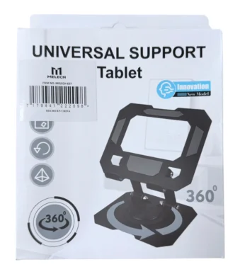 SOPORTE PLEGABLE DE METAL PARA CELULAR Y TABLET GIRO 360° MELECH-637