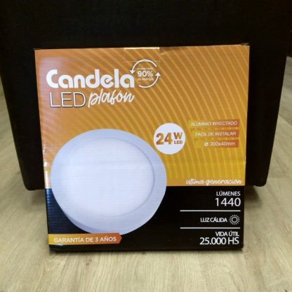 Plafon led aplicar redondo 24w calido candela (7263)