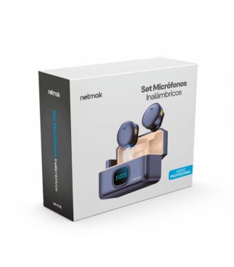 SET DE  MICROFONOS INALAMBRICOS CORBATEROS NETMAK C/ESTUCHE DE CARGA NM-MC15