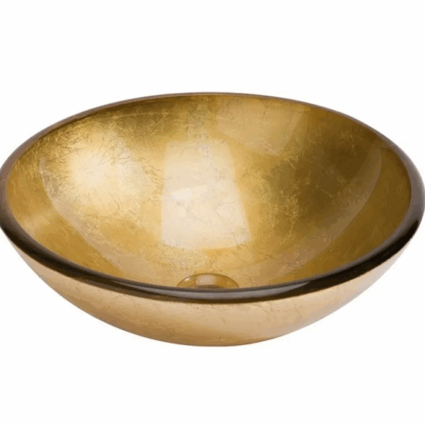 BACHA DE VIDRIO REDONDA DORADA 42cm