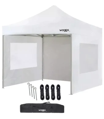 Gazebo Plegable 3x3mts Impermeable Con Paredes y Bolso Waggs gzbo01 3x3m blanco con paredes