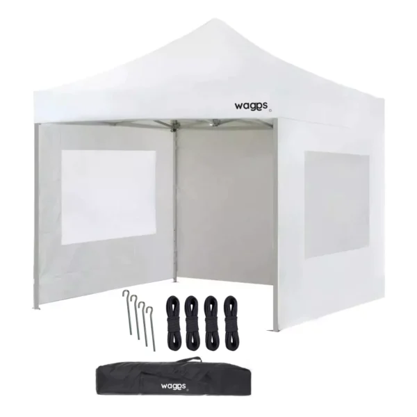 Gazebo Plegable 3x3mts Impermeable Con Paredes y Bolso Waggs gzbo01 3x3m blanco con paredes