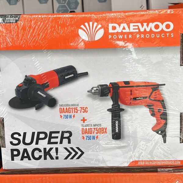 TALADRO DE IMPACTO + AMOLADORA ANGULAR- DAAG115-75C+DAID750BX