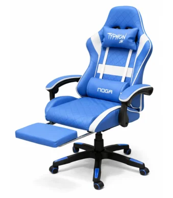 Silla gamer noga blanca y azul Typhon BK BA